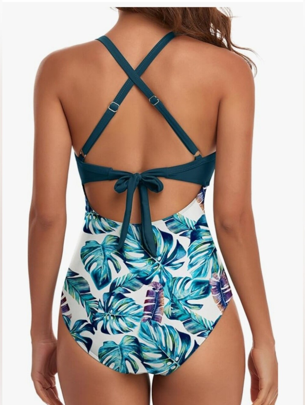 Eomenie Green & Leaves One Piece Cut Out Swimsuit Size XL, Great Conditon - Picture 2 of 7